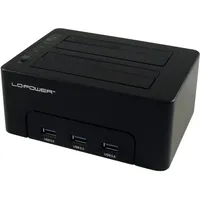 LC-POWER LC-DOCK-U3-HUB - HDD-Dockingstation mit Netzanzeige, 3-Port-USB-Hub, Ein/Aus-Schalter, Klon-Funktion