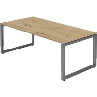 Hjh OFFICE PRO Hammerbacher Schreibtisch R-Serie asteiche/graphit, höhenverstellbar, 200