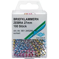 Wedo Büroklammern Zebra, farbig sortiert, kunststoffüberzogen, 100 Stück