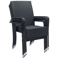 Juskys Polyrattan Gartenstühle Yoro 4er Set Stapelbar mit Armlehnen