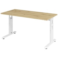 Hammerbacher Schreibtisch asteiche rechteckig, C-Fuß-Gestell weiß 140,0 x 67,2