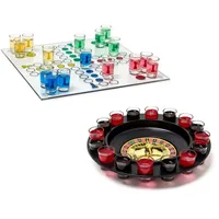 Relaxdays 2 tlg Trinkspiele Set, Blau,Rot,Schwarz