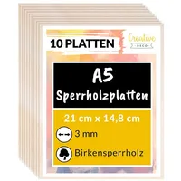 Creative Deco 10 x A5 Sperrholzplatte 3mm | 148