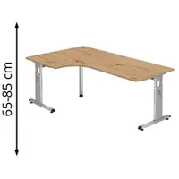 Hammerbacher OS 82 höhenverstellbarer Schreibtisch asteiche L-Form, C-Fuß-Gestell silber
