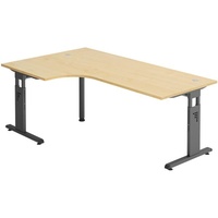Hammerbacher Gradeo höhenverstellbarer Schreibtisch ahorn L-Form, C-Fuß-Gestell grau 200,0