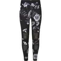 URBAN CLASSICS Girls Tech Mesh Leggings in dark flower