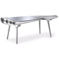 Casa Padrino Luxus Aluminium Flieger Schreibtisch Rechts Silber 214
