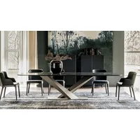 Casa Padrino Luxus Esstisch Hochglanz Schwarz / Titanfarben 240