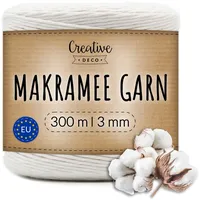Creative Deco 300m Makramee Garn 3mm Weiß | 985