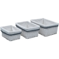 VidaXL 3-tlg. Stapelkorb-Set Weiß Weide
