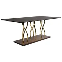 Casa Padrino Luxus Esstisch Dunkelbraun / Gold 200 x