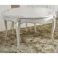 Casa Padrino Luxus Barock Esstisch Weiß / Silber -