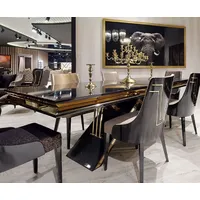 Casa Padrino Luxus Art Deco Esstisch Schwarz / Gold