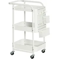 Homcom Rollwagen,, Weiß Metall, 32x75.6x51.5 cm Esszimmer, Servierwagen