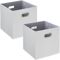Relaxdays Aufbewahrungsbox, 2er Set, Faltbare Regalboxen, Grifflöcher, HxBxT: 32