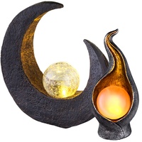 GLOBO Solarleuchte Mond braun-schwarz Außenleuchte Solar Skulptur Solarlampe Flamme