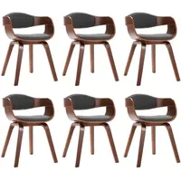 VidaXL Esszimmerstuhl Bugholz Stoff grau 6er Set