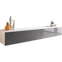 Mirjan24 Tv-Lowboard, Weiß, Grau, Rechteckig,Rechteckig, 180x30x33 cm, Wohnzimmer, Wohnwände,