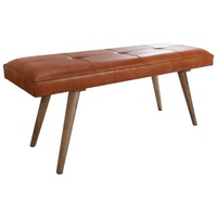 KADIMA DESIGN Sitzbank, Braun, Leder, Echtholz,Mangoholz, Rechteckig, 117x51x38 cm,
