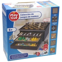 Playtive Brettspiel-Sammlung 10in1 aus Holz riesiger Spielspaß Schach Dame