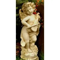 Casa Padrino Jugendstil Gartendeko Skulptur Engel Sandfarben / Beige