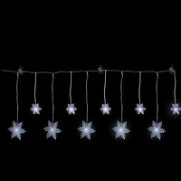 INDA-EXCLUSIV 10er LED Lichtervorhang Lichterkette Schneeflocke Beleuchtung Batterie kaltweiß