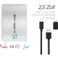 Hurricane MD25C3 Externe Festplatte 500GB 2,5" USB-C für PC