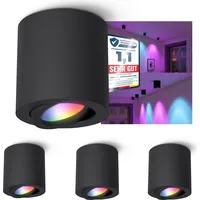 Linovum CORI Aufbauspot schwarz GU10 dimmbar mit Smart RGBW