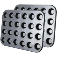 Tebery 2 Stück 24 Mini Muffin Backblech Antihaft Wärmeleitung