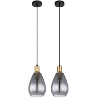 GLOBO Pendelleuchte Hängelampe rauchglas Wohnzimmer 1 Flammig schwarz Deckenleuchte