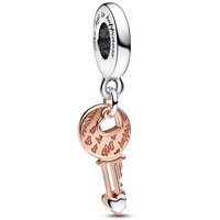 Pandora Bicolor Schlüssel & bewegliches Herz Charm-Anhänger aus Sterling-Silber