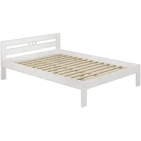 Erst-Holz Erst-Holz® Doppelbett 140x200 Massivholzbett Kiefer weiß Futonbett Rollrost
