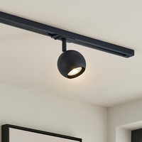 LINDBY Schienenspot Linaro, GU10, Ø 9 cm, schwarz, 1-Phasen
