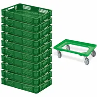 BRB-Lagertechnik 10 Euroboxen / Bäckerkiste, LxBxH 600x400x90 mm, grün