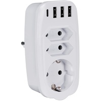 Maxtrack Mehrfachadapter mit USB Ladefunktion NV81L - Steckdosenadapter 3-fach,