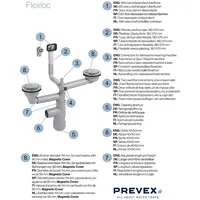 Prevex Flexloc Siphon, platzsparend, universal, komplett mit 1,5 oder