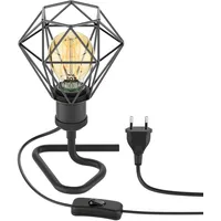 Ledscom.de Tischlampe RETRA, Schalter, schwarz; Käfig-Schirm + LED Lampe