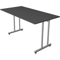 Kerkmann Smart office Schreibtisch anthrazit rechteckig, C-Fuß-Gestell silber 140,0