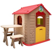 LittleTom Indoor-Kinderspielhaus mit Tisch 95 x 104 x 104