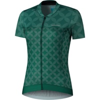 Shimano W's Short Sleeve Zip Jersey Green