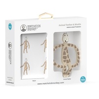 MATCHSTICK MONKEY Geschenkset Tier-Beißring & Musselin-Tuch 1 St