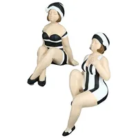 Gilde Poly Figur „Becky“, 2er Set, Kantensitzer, Schwarz/Weiß, 14x17x19cm
