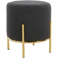 SalesFever Polsterhocker, Ø 35 cm - Bouclé Stoff Anthrazit/Gold