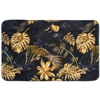 WCShop24 Badteppich Golden Leaves goldfarben 50 x 80 cm