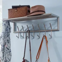 FineBuy Wandgarderobe FineBuy Garderobe Metall 74,5cm Silber Flur Hakenleiste