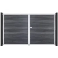 GROJA Solid Steckzaun Tor DIN Rechts EV1 Steingrau co-extrudiert