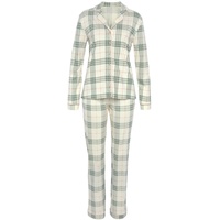 VIVANCE DREAMS Damen Pyjama creme-grün-kariert Gr.40/42