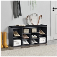 [en.casa] Schuhregal Leonidas 103x30x48 cm mit 10 Fächer Dunkelgrau