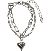 URBAN CLASSICS Heart Icon Layering Bracelet in Silberfarben, Größe