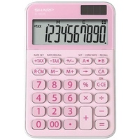 Sharp Taschenrechner, Tischrechner 10-stellig rosa (Solarzellen, Batterien)
